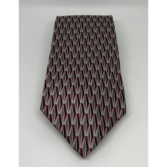 Resilio Tie 100% Silk Necktie Geometric Print Treated W/ Stain Resistant Fabric - Picture 4 of 10